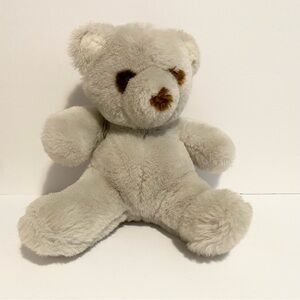 Gund 1985 Teddy Bear Plush Grey Brown Fur Eyes Nose Stuffed Animal Vintage Toy